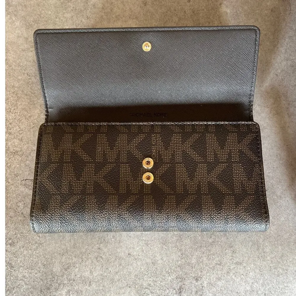 Michael Kors Brown MK Signature Coated Canvas Cynthia Medium Satchel w wallet
